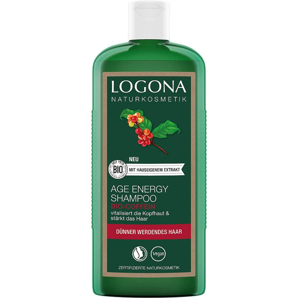 LOGONA Kosmetyki Naturalne, Szampon, wegańska formuła z organiczną kofeiną, 250 ml Prysznic i kąpiel Naty Shop 250 ml