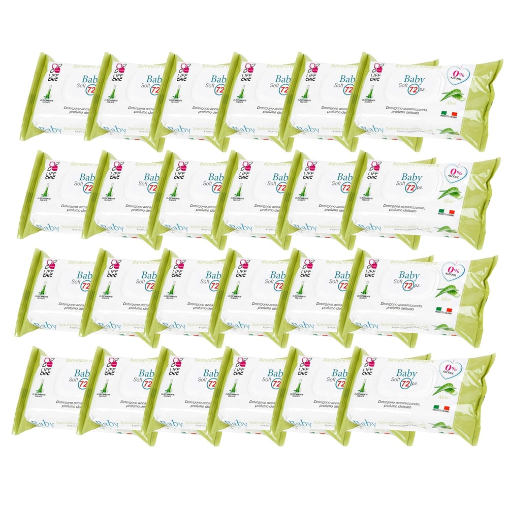 Șervețele umede pentru bebeluși cu aloe, pentru piele sensibilă, fără alcool, prietenoase cu pielea, pH 5,5, parfumate ușor, 1728 bucăți (24 pachete)