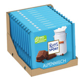 Ritter Sport 250g Alpejska czekolada mleczna, Najlepsza pełnotłusta czekolada mleczna o kremowym smaku, Klasyczna czekolada do dzielenia się z przyjaciółmi, 11 batonów x 250 g