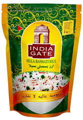 INDIA GATE Ryż Sella Basmati, wstępnie ugotowany (z Indii, drobnoziarnisty), aromatyzowany, opakowanie zbiorcze - 1 opakowanie (1 x 1 kg)