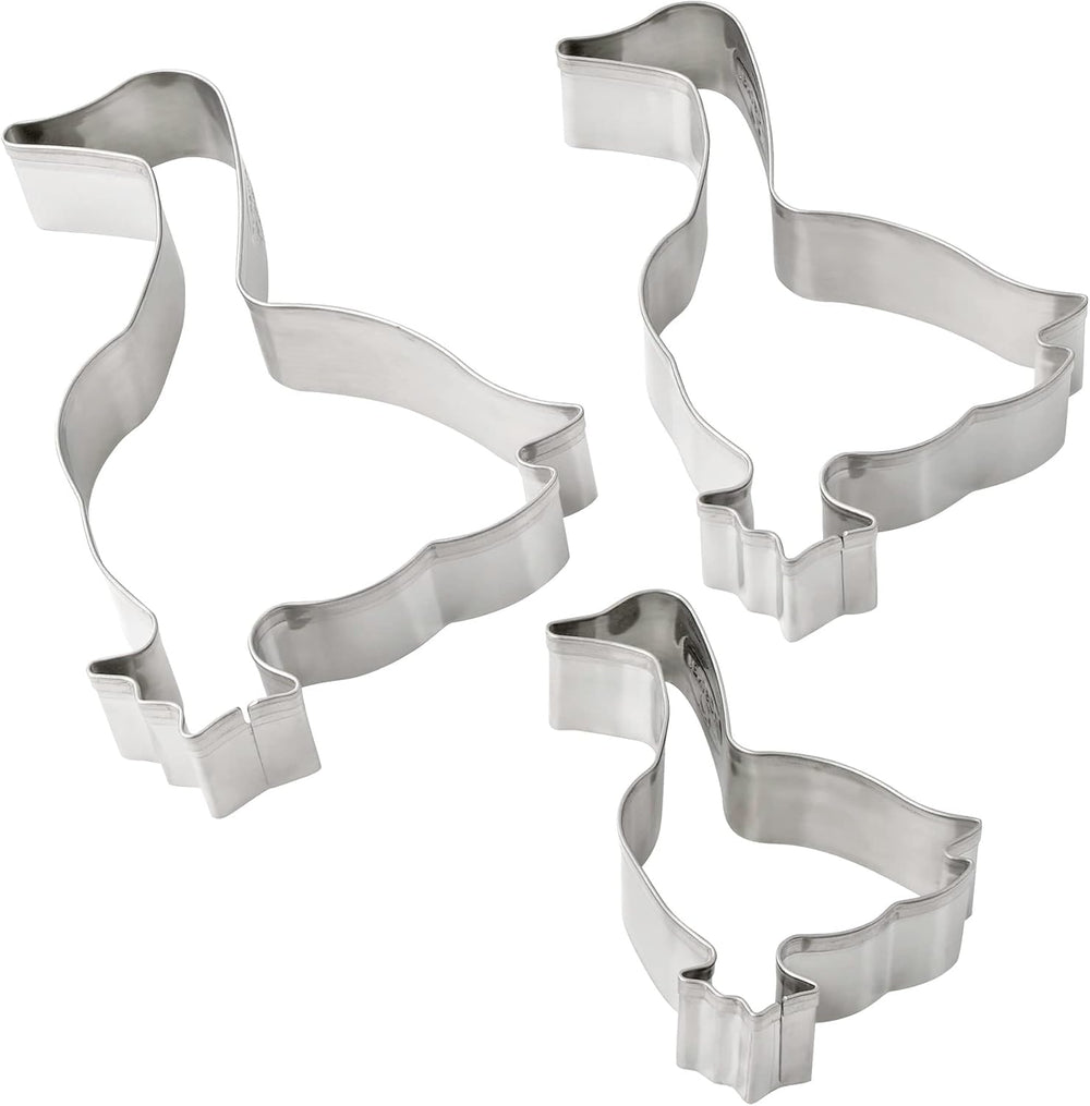 Set de 3 forme de biscuiți Dr. Oetker, model gâscă – Forme de biscuiți, White Christmas Baking – Forme de biscuiți din oțel inoxidabil pentru Crăciun