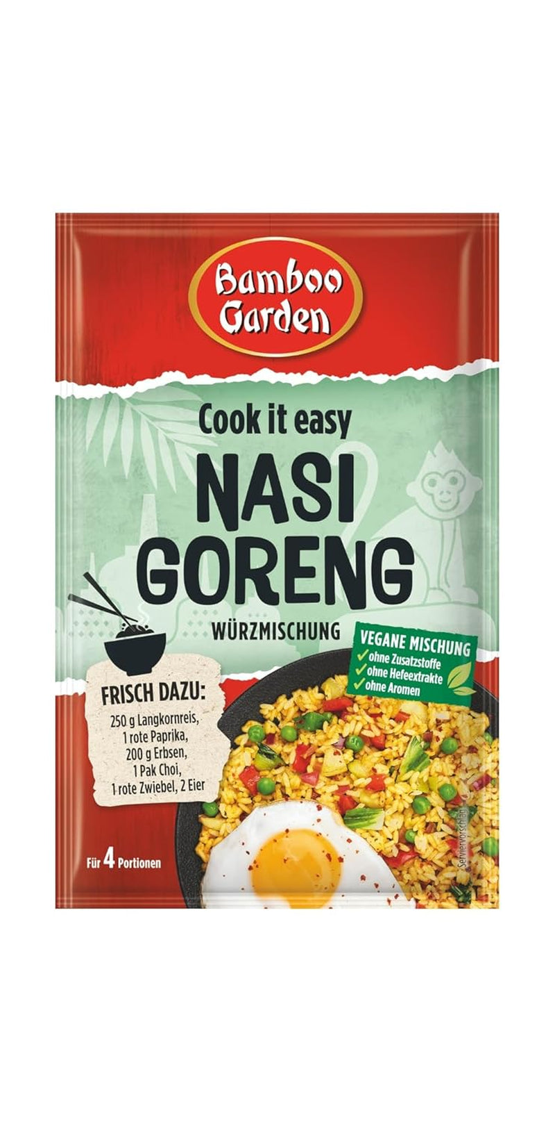Ogród Bambusowy - Nasi Goreng Würzmischung | Zum Würzen von asiatischen Reisgerichten | Na 4 porcje | Wegańskie, ohne Zusatzstoffe, ohne Hefeextrakte, ohne Aromen | 25 g w torebce