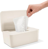 Pudełko na chusteczki nawilżane z pokrywką, pudełko na chusteczki nawilżane, dozownik chusteczek nawilżanych dla dzieci, wodoodporne i szczelne pudełko do przechowywania, dozownik chusteczek nawilżanych do łazienki, kuchni, biały