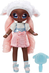 Nie dotyczy! Nie dotyczy! Nie dotyczy! SurpriseTeens Modepuppe - Sammlerpuppe - 28 cm miękki Stoffpuppe, inspirowany owcą - Z różowymi włosami - Lila Lamb