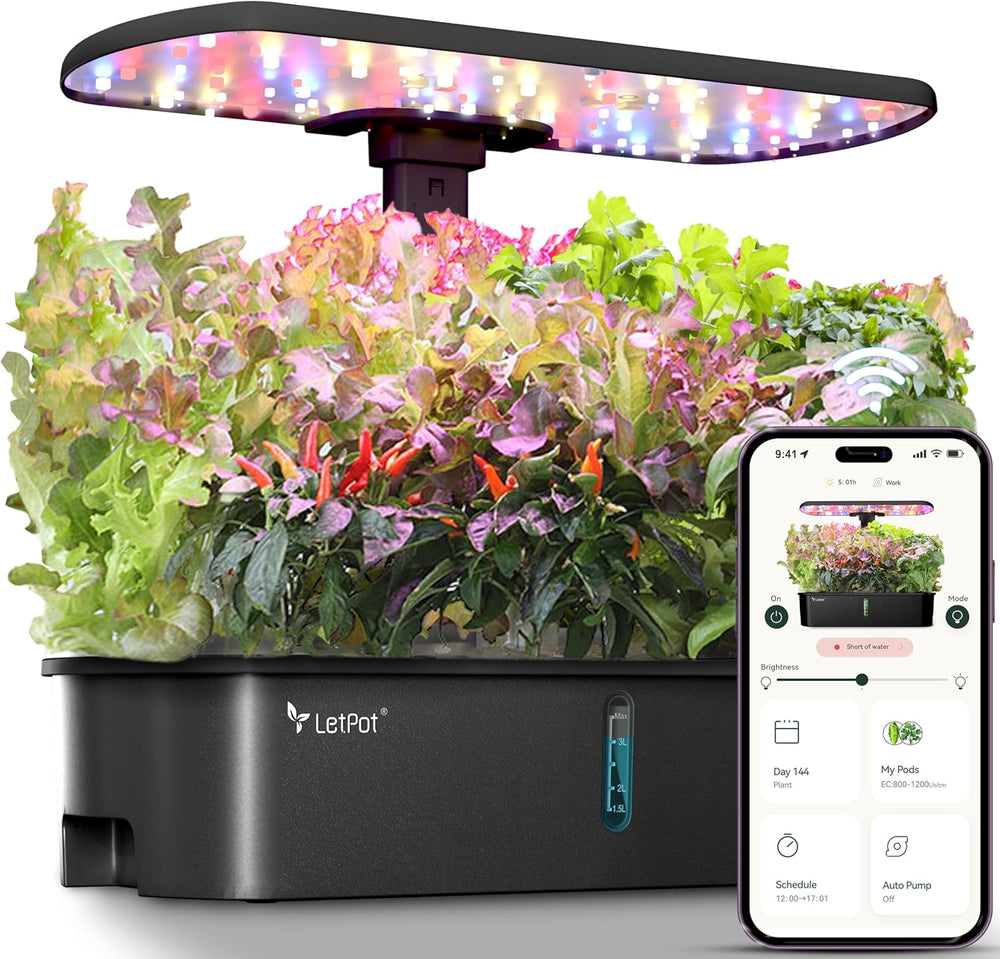 Kituri pentru sisteme de creștere hidroponice LPH-Air, controlate prin aplicație și WiFi, grădină inteligentă de interior cu lumină de creștere de 24W, spectru complet, 10 capsule, jardinieră, kit cadou pentru grădinărit de interior