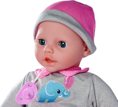 Simba 105140066 - Laura Interactive, lalka o miękkim ciele i zaspanych oczach, gaworząc podczas ruchu, pije z butelki i śpi, 40 cm, lalka od 2 lat Naty Shop Dolls