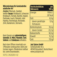 Just Spices Asia Gemüsebrühe I Würze asiatische Suppen zu Hause selbst I Gewürzdose, 65 g