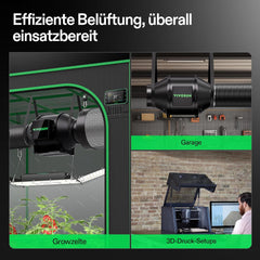 Inteligentny wbudowany wentylator/wydech VIVOSUN 100 mm AeroZesh G4 z GrowHub E42A+, kontroler temperatury i wilgotności, pilot WiFi/aplikacja, filtr z węglem aktywnym i wąż do namiotów uprawnych i hydroponiki