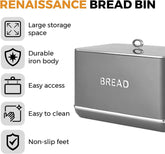 Tower T826175GRY Coș pentru pâine Renaissance, capacitate 16 l, capac simplu, gri Cutii depozitare alimente Naty Shop