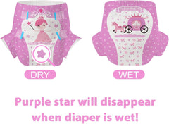 Pieluchy dla dorosłych CutiePlusU, 10 sztuk, jednorazowe majtki na nietrzymanie moczu z prześcieradłem dla kobiet i mężczyzn, maksymalna chłonność przez noc - Mała Księżniczka (duży rozmiar 94-119 cm)