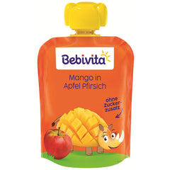 Woreczki do wyciskania Mango Apple Peach - 16 opakowań (4 opakowania, 4 x 90 g każde), bez dodatku cukru, bezglutenowe, idealne do pakowanych przekąsek i w podróży
