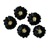 Set 5 decoratiuni comestibile din pasta de zahar, Flori negre-aurii Decoratiuni din Pasta de Zahar Naty Shop