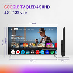 STRONG SRT55UF8733, televizor inteligent QLED 4K de 55 de inci: Vizionați cu Netflix, Prime Video, Disney+ la cel mai înalt nivel - Dolby Atmos, Google TV și control vocal inclus