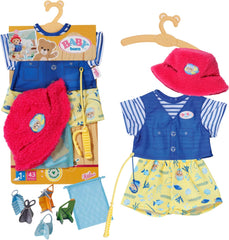 Costum Baby Born Teddy Angler cu undiță pentru păpuși de 43 cm și ursuleț de pluș, 835982 Zapf Creation