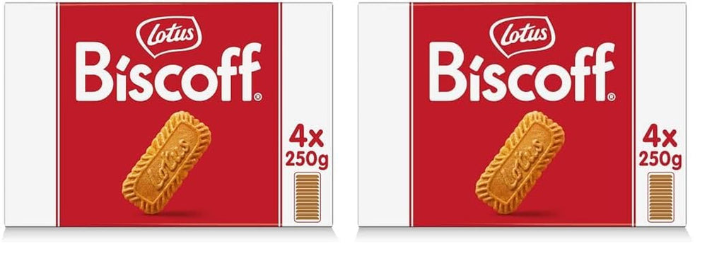 Lotus Biscoff | Biscuite Caramelizate Originale | Gust Crocant Unic | Vegane | Fără Arome sau Coloranți Adăugați | 4 x 250g | 1kg (Pachet de 2)