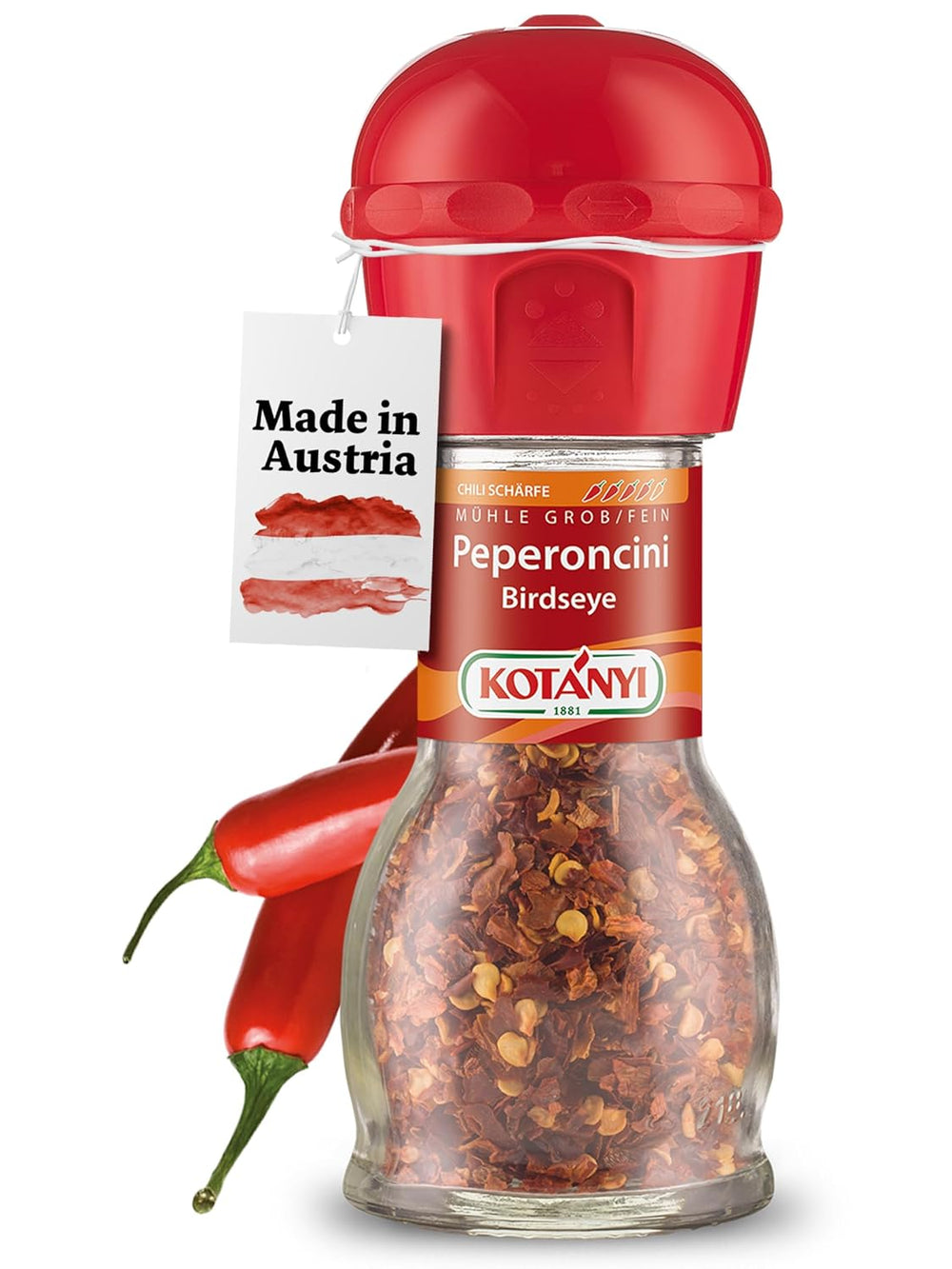 KOTÁNYI Chili Birdseye Pepperoncini Mühle, scharf zum frischen Mahlen, opakowanie 1 (1 x 27g)