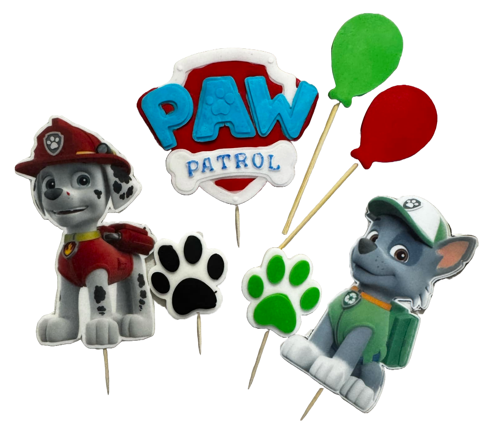Set 7 decoratiuni comestibile din pasta de zahar, Patrula catelusilor Decoratiuni din Pasta de Zahar Naty Shop