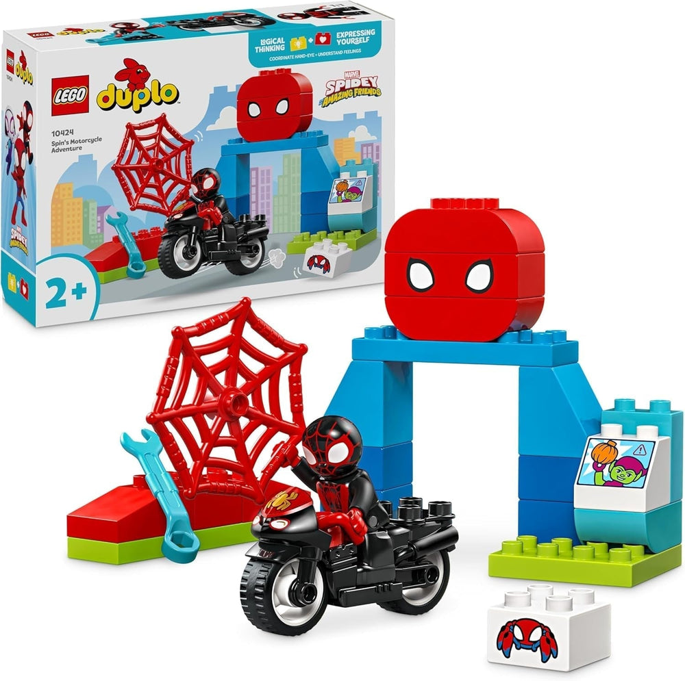 LEGO DUPLO Marvel Spins Motocyklowa przygoda, zestaw fantasy do serialu telewizyjnego Spiderman i jego super przyjaciele, edukacyjna zabawka do budowania i przebudowy dla dzieci w wieku od 2 lat 10424 Zestawy do budowania Besuche den LEGO-Store Domyślny tytuł
