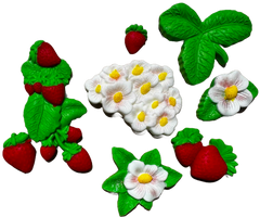 Set 9 decoratiuni comestibile din pasta de zahar, Capsune Decoratiuni din Pasta de Zahar Nati Shop