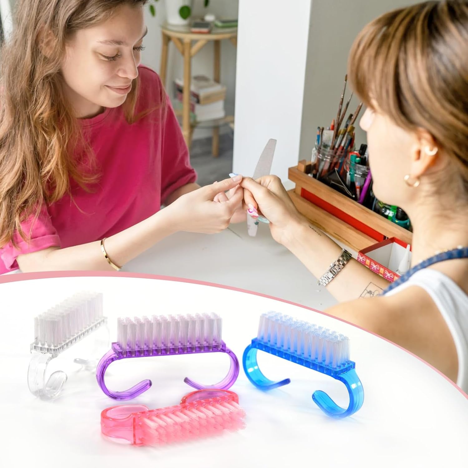 4-Teiliges Set Nagelbürsten, Handgriff Aus Kunststoff, Nagelreinigungswerkzeug Für Nail Art, Handreinigungsbürste, Tägliche Reinigungswäsche.