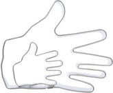 SC619 Forme de tăiat fursecuri și tort cu motiv de mână, dimensiuni mici și mari, asortate, oțel inoxidabil, argintiu, 10 x 2 x 9 cm, 2 bucăți