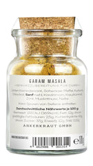 Ankerkraut Garam Masala, Gewürz für indisches Gericht, Leckeres Curry mit Fleisch würzen, Taste of India, 65 g w szkle korkowym