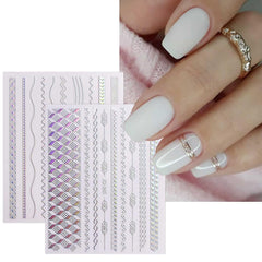 JMEOWIO Nagelsticker Aurora 12 Blatt Nail Art Sticker Selbstklebend Nagelaufkleber Holografisch Dekoration Nageldesign Zubehör