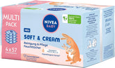 NIVEA BABY Soft & Cream chusteczki nawilżane dla niemowląt (4 x 57 sztuk)