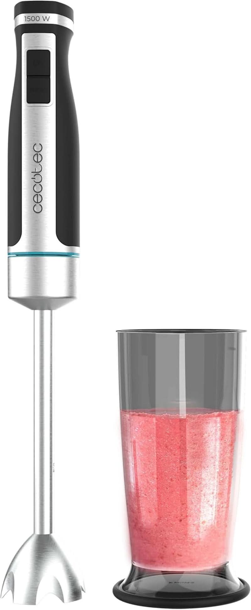 Mikser ręczny Cecotec Powergear 1500 - Klingen Aus Titanium Beschichtung, 21 Geschwindigkeitsstufen, 1500 W, Inklusiv Glas Mit Deckel. (Schwarz Und Edelstahl, XL) Kuchnia Naty Shop 1 Zubehör