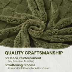 Good Nite Przytulny koc Puszysty koc narzutowy Narzuta z polaru Przytulny miękki zielony koc w kratkę Wiosna Lato Jesień Zima Cztery pory roku (150X200 cm oliwkowa zieleń) Good Nite Łóżka i koce