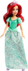 Păpușa Mattel Disney Prințesa Ariel, păr lung pentru coafat, poziționabilă, pantofi și diademă detașabile, cadouri Disney, jucărie pentru vârste de la 3 ani în sus, HLW10