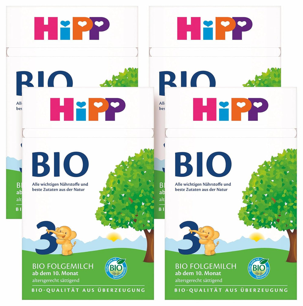 HiPP 3 Organiczne mleko następne (4 x 600g) - po 10 miesiącach z Omega-3 (DHA, ALA), wapniem, witaminą D, najwyższej jakości organicznej