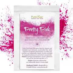 Pretty Pink Natürliche Lebensmittelfarbe Pulver Rosa (Roh Vegan) Pastel Rose Bis Intensiv Rosa-Rot - Essbare Farbe Für Lebensmittel Aus Früchten Und Gemüse - Naturalny barwnik spożywczy | Pureraw 5G Naty Shop 5 G (1Er Pack) Różowy
