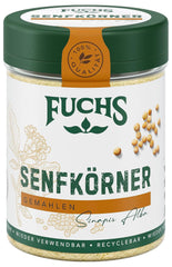 Fuchs Gewürze - Senfkörner gemahlen - für die Zubereitung von Rubs, zum Verfeinern von Suppen und Saucen - naturalne składniki - 45 g w wiederverwendbarer, recyclebarer Dawka
