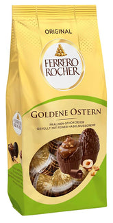 Ferrero Rocher Czekoladowe Jajka 90g – Czekolada Mleczna z Kawałkami Orzechów Laskowych i Delikatnym Kremem Kakaowym z Orzechami Laskowymi – Pisanki do Wielkanocnych Gniazd – Prezent Wielkanocny – Czekolada Wielkanocna, Słodycze Wielkanocne