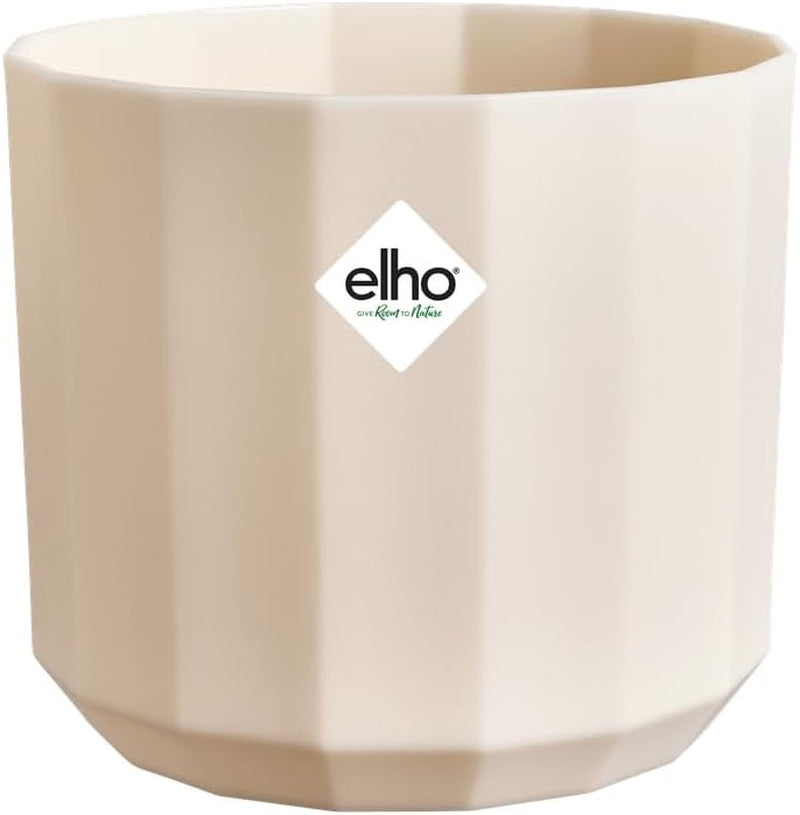 Ghiveci rotund elho Facet 23cm - pentru interior - 100% plastic reciclat - Ø 22,7 x H 20,4 cm - Roz/Roz migdală