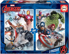 Educa - Puzzle 500 elementów dla dorosłych | Marvel Avengers 2 X 500 elementów puzzli dla dorosłych i dzieci od 11 lat, superbohaterowie, zestaw puzzli (17994) Puzzle Naty Shop 2 X 500 elementów