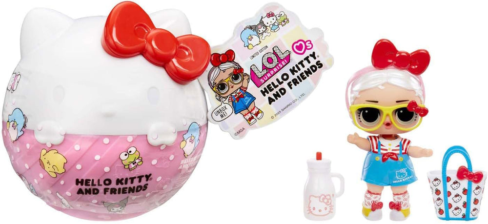 LOL Surprise! Iubește Hello Kitty și prietenii - 1 păpușă cu 7 surprize, selecție aleatorie, 8 obiecte de colecție, pentru copii cu vârsta de 4 ani și peste, roz