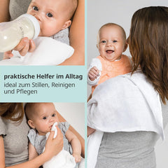 MAKIAN Muślinowe kwadraty, opakowanie 10 sztuk, 80x80cm, certyfikat Oeko-TEX® Standard 100, 10 wysokiej jakości ściereczek do odbijania - podwójnie tkane kwadraty / kwadraty muślinowe, odporne na gotowanie - białe