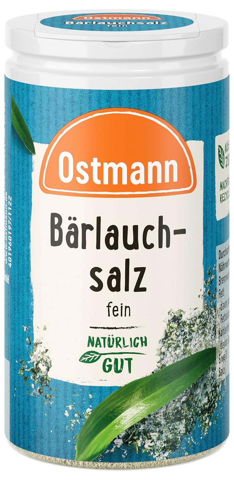 Ostmann Gewürze - Bärlauchsalz | Idealny dla Herzhaften Gemüse oder Fleischgerichten Recyclebare, nachfüllbare Streudose | 65 g w Streuerze