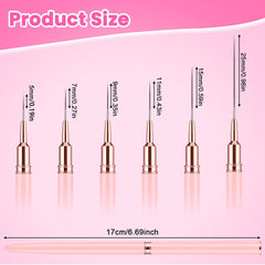 6 Stück Liner Nailart Pinsel Nageldesign Pinsel Set Dünn Acryl Nagelpunkt-Zeichenwerkzeug Nägel Dünne Nagelpinsel Set Für Lange Linien, Dünne Details, Feines Zeichnen 5/7/9/11/15/25 Mm(Rosa)