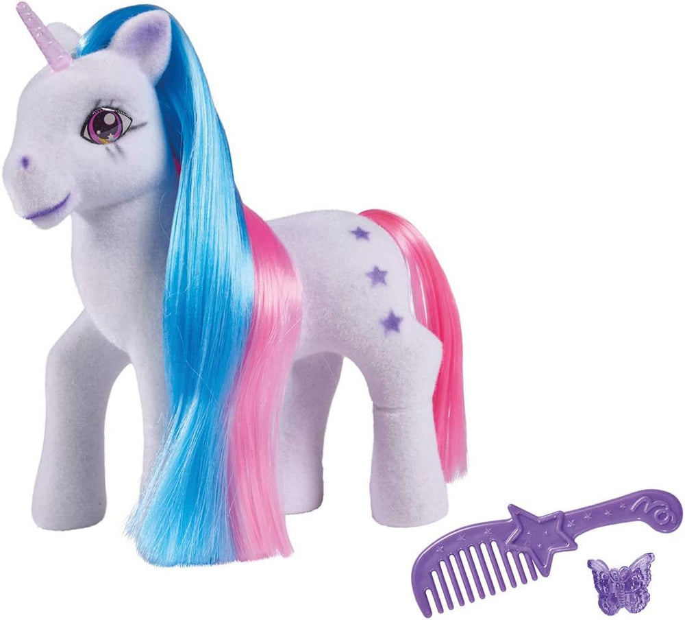 Simba 104342482 - Einhorn mit bunten Haaren, 14cm, Beflockt, mit Kamm und Haarclips, ab 3 Jahren