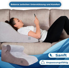 Pernă de citit cu spumă cu memorie | Pernă ergonomică pentru spate și pană pentru pat, canapea și canapea | Pernă ortopedică de susținere pentru dureri de spate și tensiune