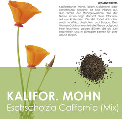 California Poppy Seed Mix (Eschscholzia californica) - Piękne kwitnące maki o długim okresie kwitnienia na kolorową łąkę kwietną (California Poppy)