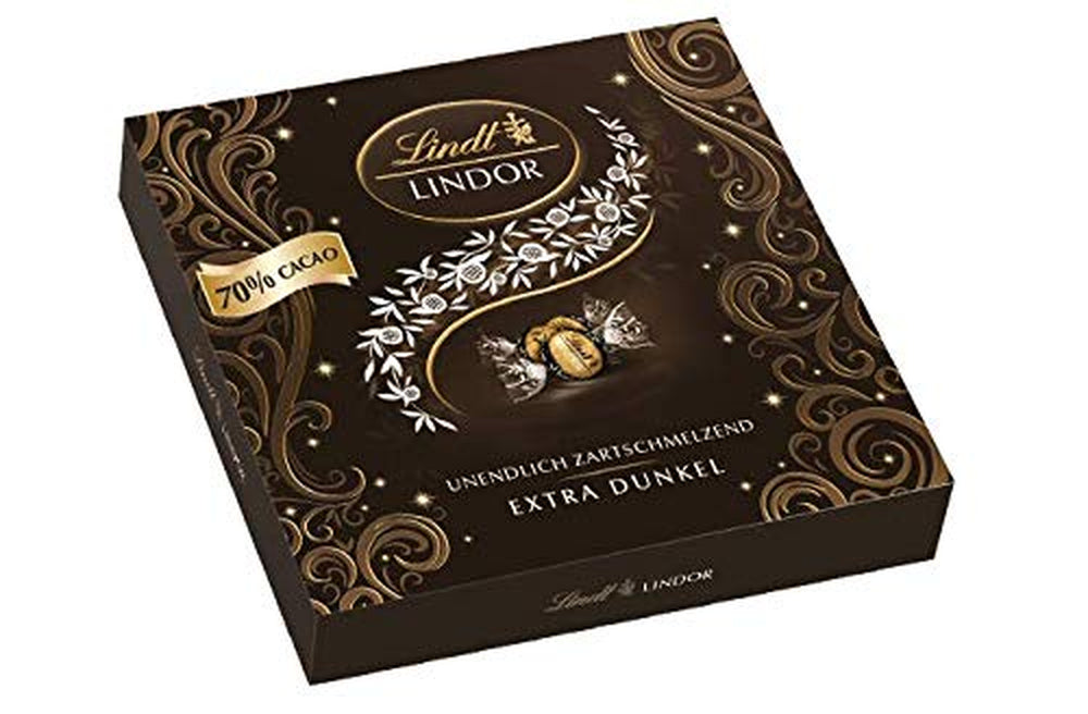 Pudełko upominkowe Lindt LINDOR Extra Black 70% kakao, czekolada prezentowa, ok. 15 trufli LINDOR, 186 g