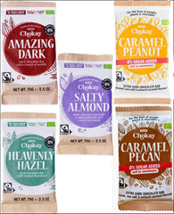 Organic Bar - 4-częściowy zestaw próbników/Amazing Black, orzech laskowy, karmel pekan, solony migdał/bez dodatku cukru, bez słodzików/WEGAŃSKI, BEZGLUTENOWY I SPRAWIEDLIWY HANDEL / 4 x 70g