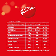 Maltesers, czekoladowe kulki z chrupiącym i lekkim środkiem, przewiewna, czekoladowa przekąska, 1 opakowanie (1 x 300g)