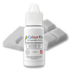 Colorant alimentar pe bază de ulei Sugarflair Colourflex alb, colorant alimentar lichid foarte concentrat, colorant alimentar pentru cremă de unt, ciocolată, aluat, fondant, glazură și multe altele - 15 ml