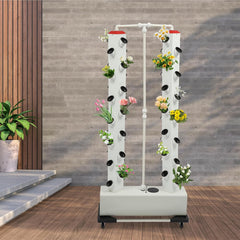 Sistem hidroponic cu 56 de găuri, 7 niveluri, sistem de creștere fără sol, kit de creștere, turn aeroponic, sistem de creștere hidroponic cu pompă de hidratare, temporizator, adaptor, pat germinativ și ghivece cu plasă