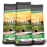 Der-Franz Espresso Kawa organiczna, intensywność 5/5, organiczna arabika i Robusta, całe ziarna Naty Shop Kawa 3 x 500 gramów Espresso Bio
